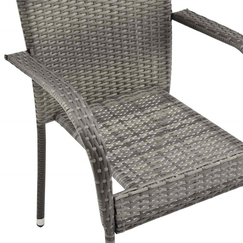 Bowery Hill PE Rattan/Powder-Coated Steel Garden Dining Set in Gray