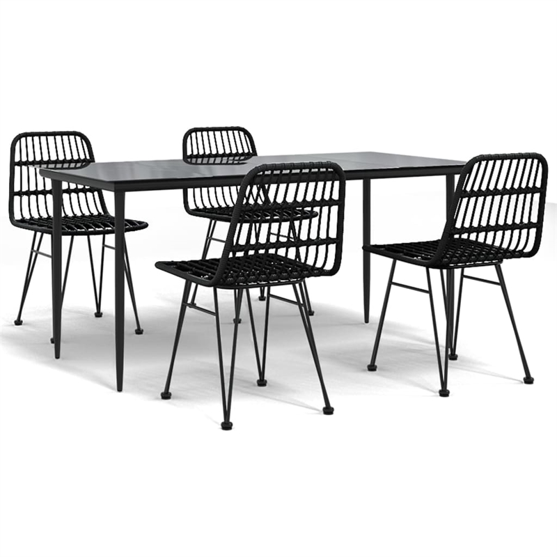 Bowery Hill Steel 5 Piece Set Durable Garden Dining Set in Black