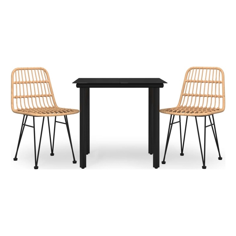 Bowery Hill Steel & Tempered Glass Medium Garden Dining Set in Black
