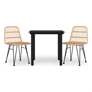 Bowery Hill Steel & Tempered Glass Medium Garden Dining Set in Black