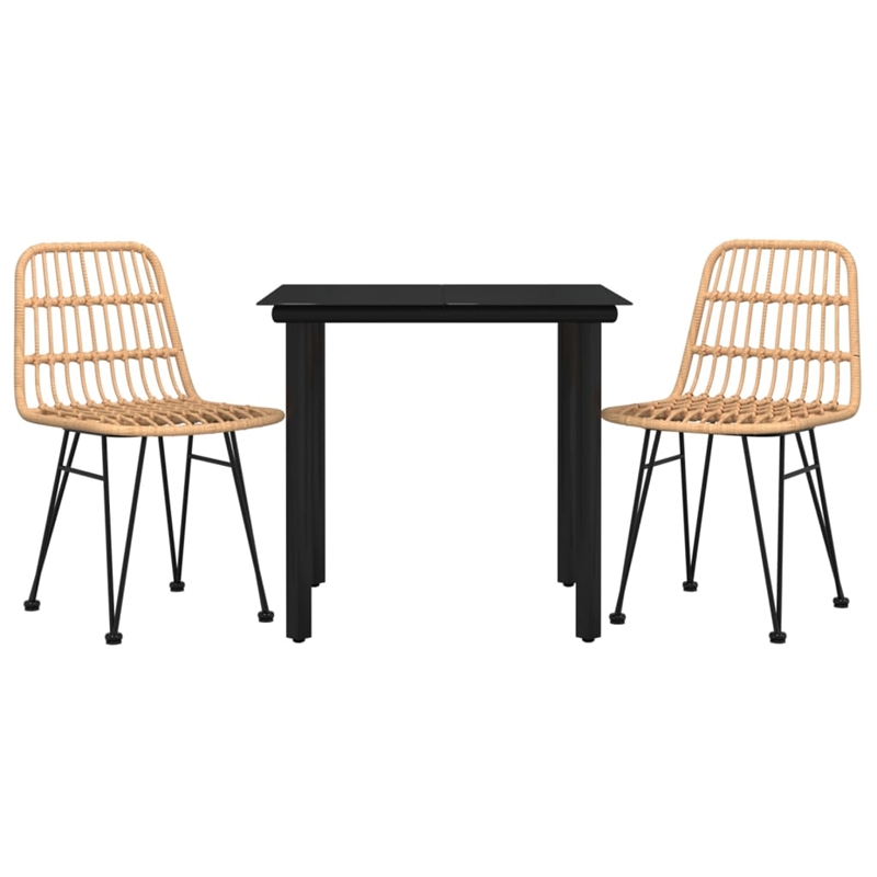 Bowery Hill Steel & Tempered Glass Medium Garden Dining Set in Black