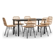 Bowery Hill Contemporary Powder-Coated 7 Piece Garden Dining Set in Black