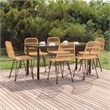 Bowery Hill Contemporary Powder-Coated 7 Piece Garden Dining Set in Black
