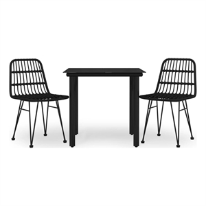 Bowery Hill Poly Rattan/Steel Medium Durable Garden Dining Set in Black