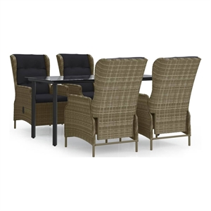 Bowery Hill Contemporary Powder-Coated Garden Dining Set in Brown