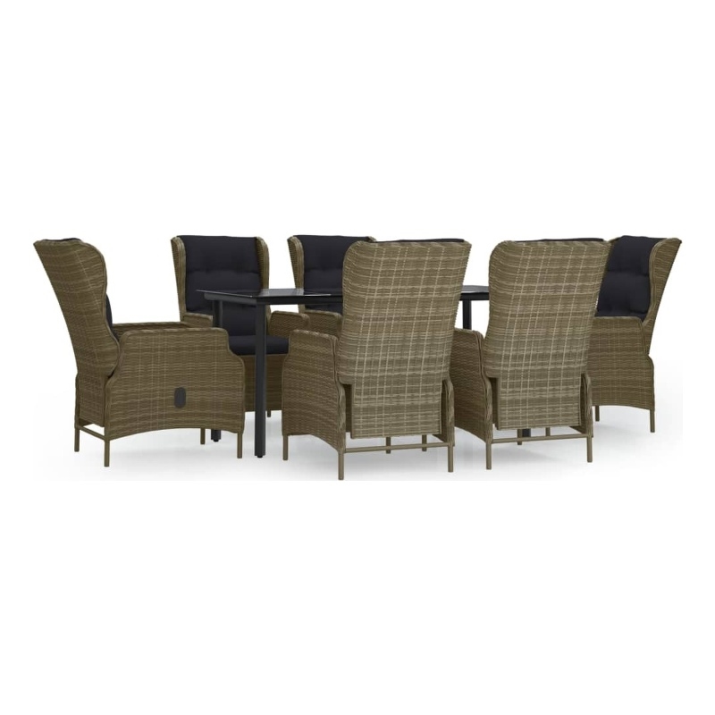 Bowery Hill Contemporary Garden Dining Set in Brown and Black