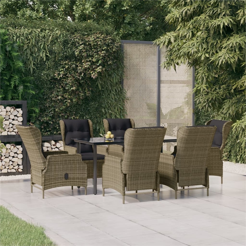 Bowery Hill Contemporary Garden Dining Set in Brown and Black