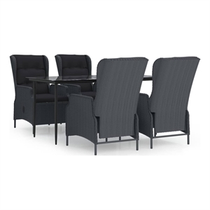 Bowery Hill Contemporary Garden Dining Set in Dark Gray/Black