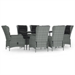 Bowery Hill Poly Rattan Standard Garden Dining Set in Light Gray