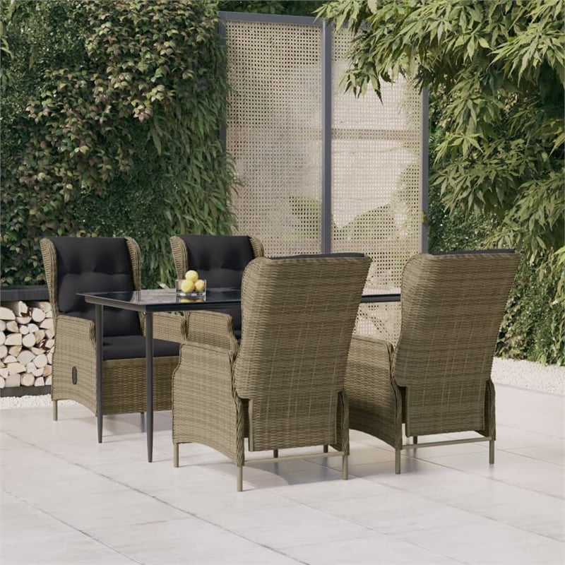 Bowery Hill Contemporary Durable Outdoor Garden Dining Set in Brown