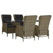 Bowery Hill Contemporary Durable Outdoor Garden Dining Set in Brown