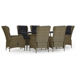Bowery Hill Poly Rattan 7 Piece Set Garden Dining Set in Brown
