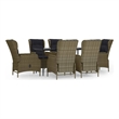 Bowery Hill Poly Rattan 7 Piece Set Garden Dining Set in Brown