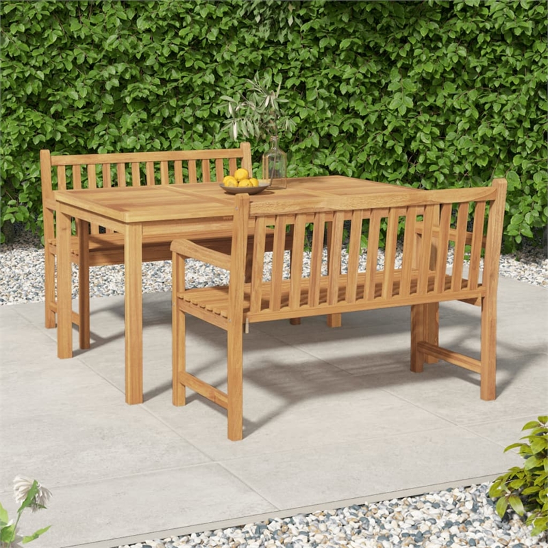 Bowery Hill Contemporary Garden Dining Set Natural Teak/Brown