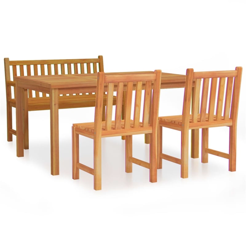 Bowery Hill Smooth Sanded Teak HardWood Standard Garden Dining Set in Brown