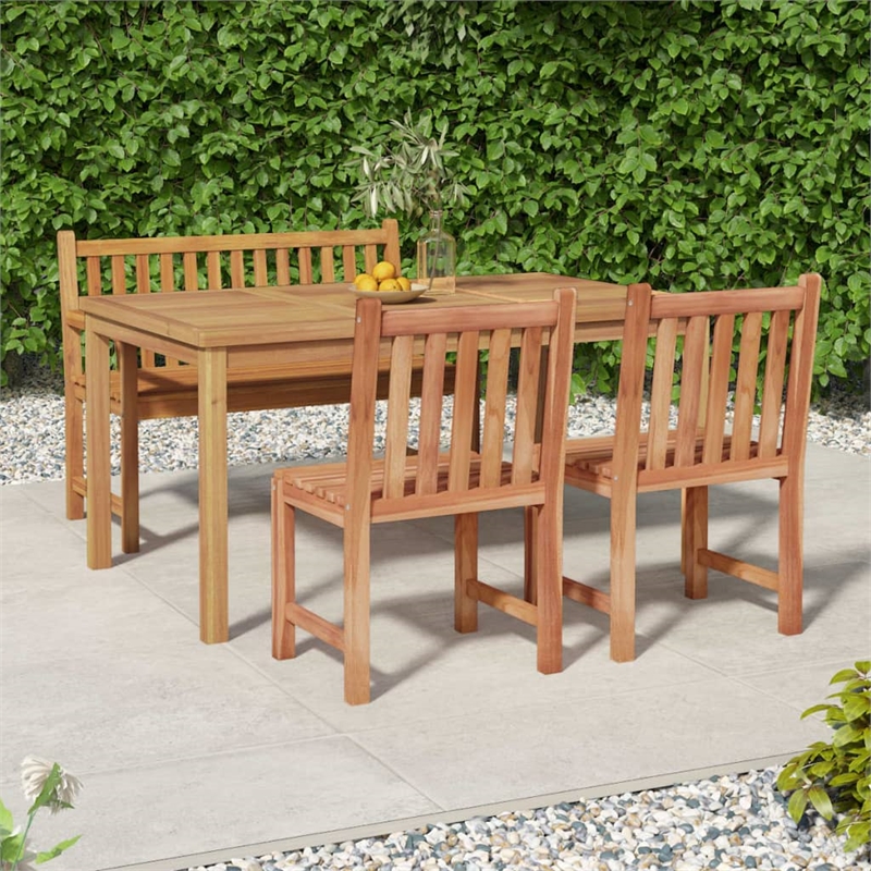 Bowery Hill Smooth Sanded Teak HardWood Standard Garden Dining Set in Brown
