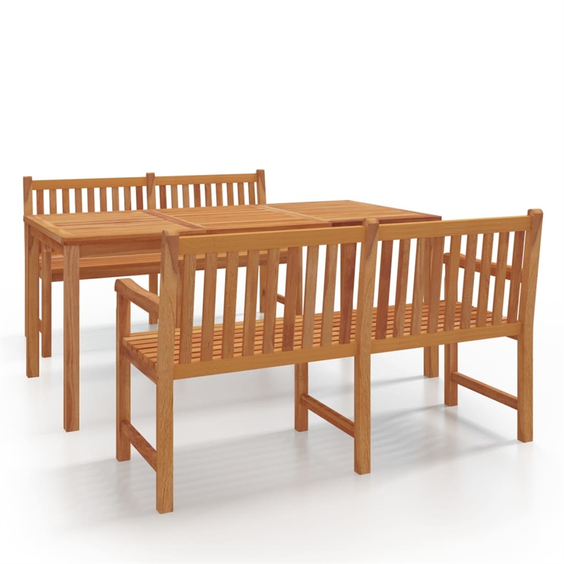 Bowery Hill Solid Teak Wood Large Durable Garden Dining Set in Brown