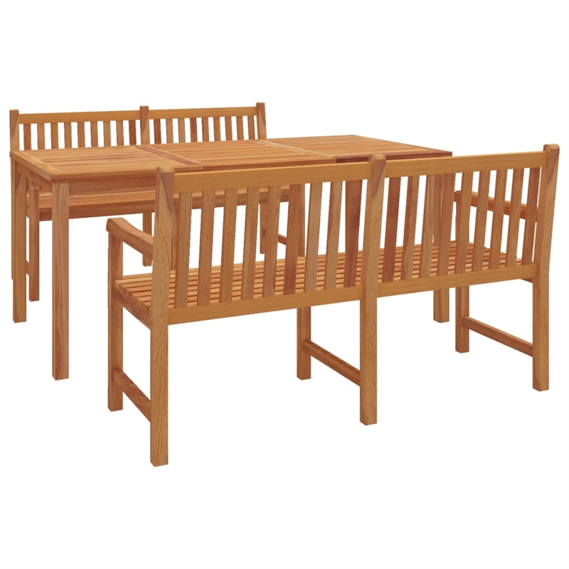 Bowery Hill Solid Teak Wood Large Durable Garden Dining Set in Brown