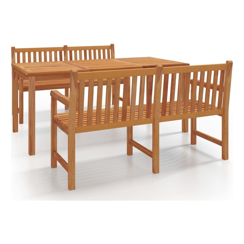 Bowery Hill Solid Teak Wood Large Durable Garden Dining Set in Brown