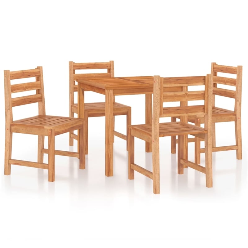 Bowery Hill Solid Teak Wood Medium Garden Dining Set in Brown