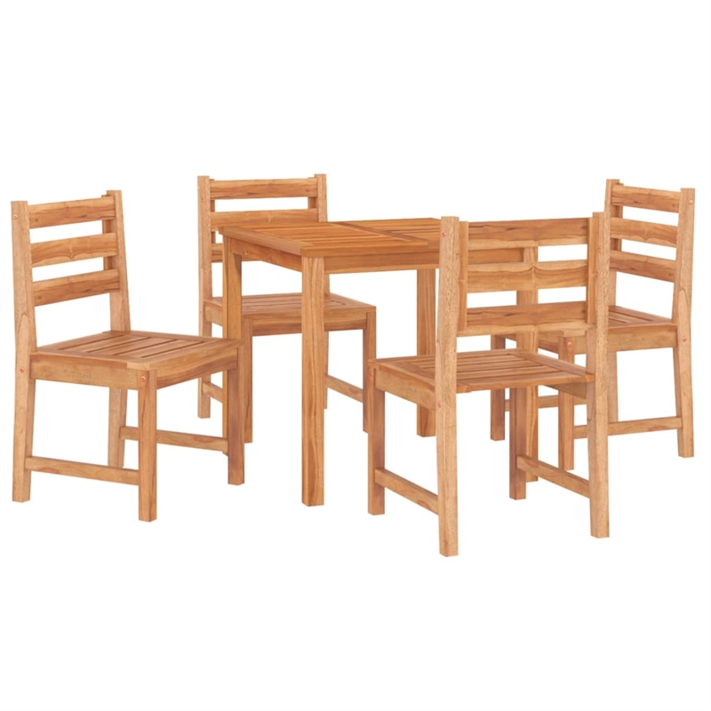 Bowery Hill Solid Teak Wood Medium Garden Dining Set in Brown
