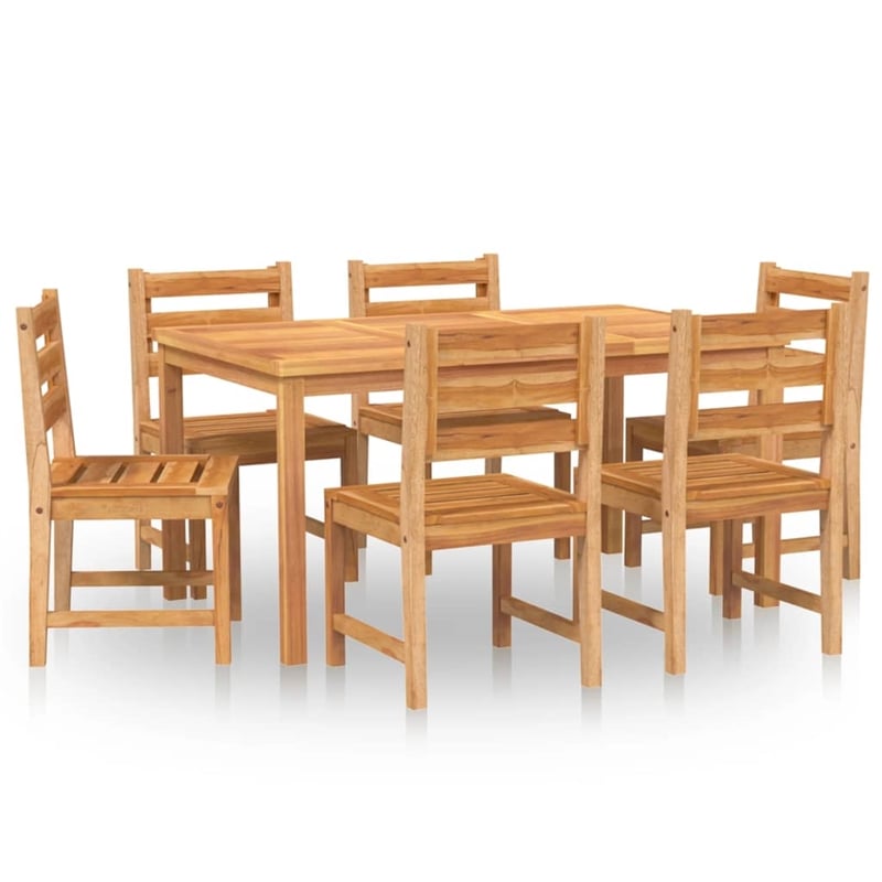 Bowery Hill Fine Sanded Teak HardWood Garden Dining Set in Natural/Brown