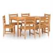 Bowery Hill Fine Sanded Teak HardWood Garden Dining Set in Natural/Brown