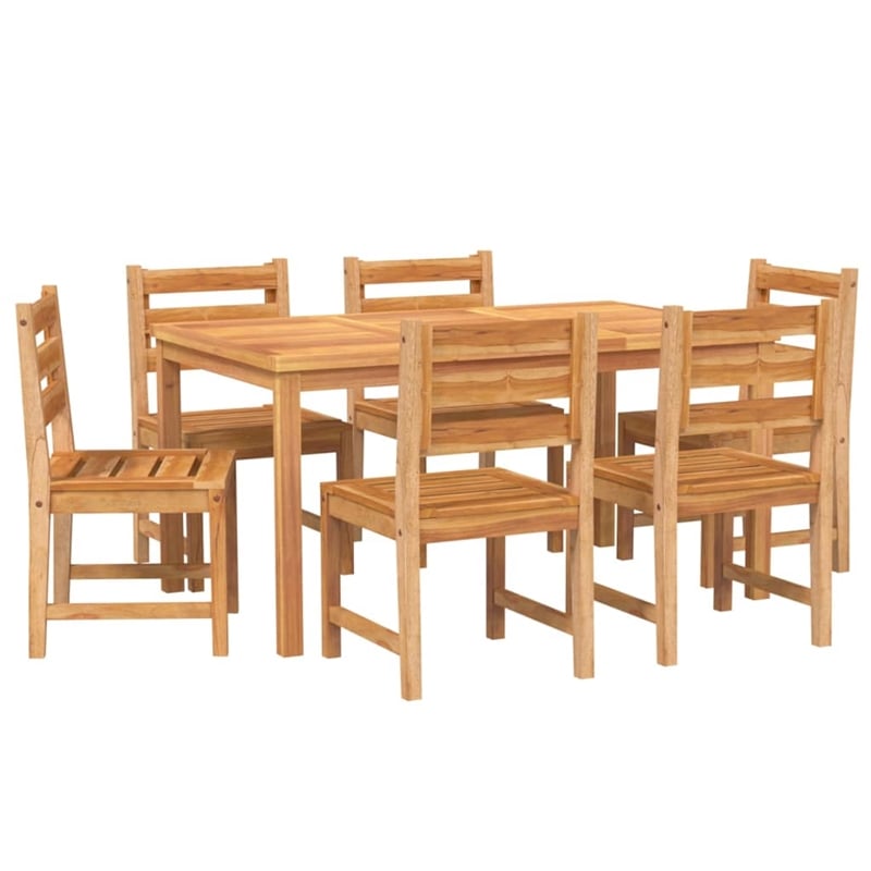 Bowery Hill Fine Sanded Teak HardWood Garden Dining Set in Natural/Brown