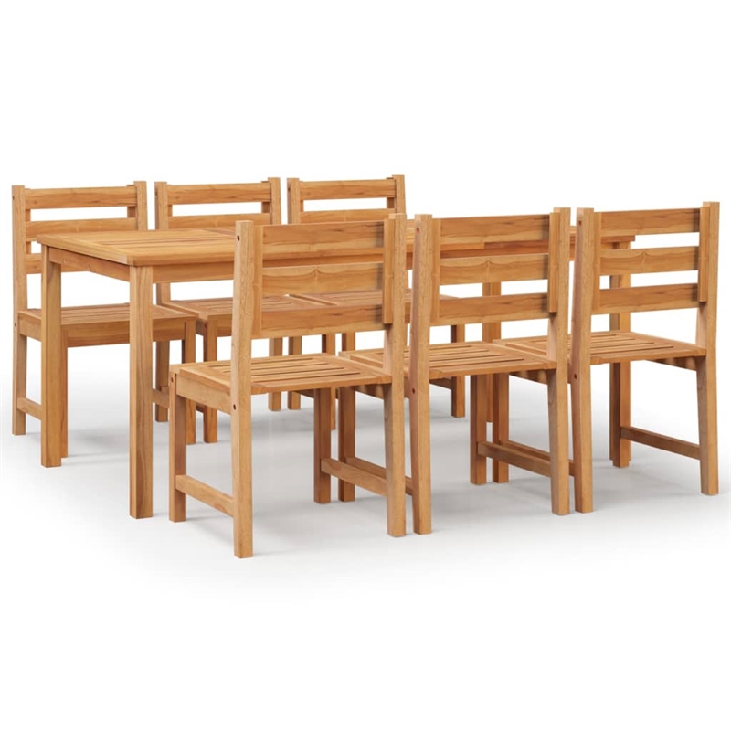 Bowery Hill Solid Wood Teak Medium Garden Dining Set in Natural/Brown