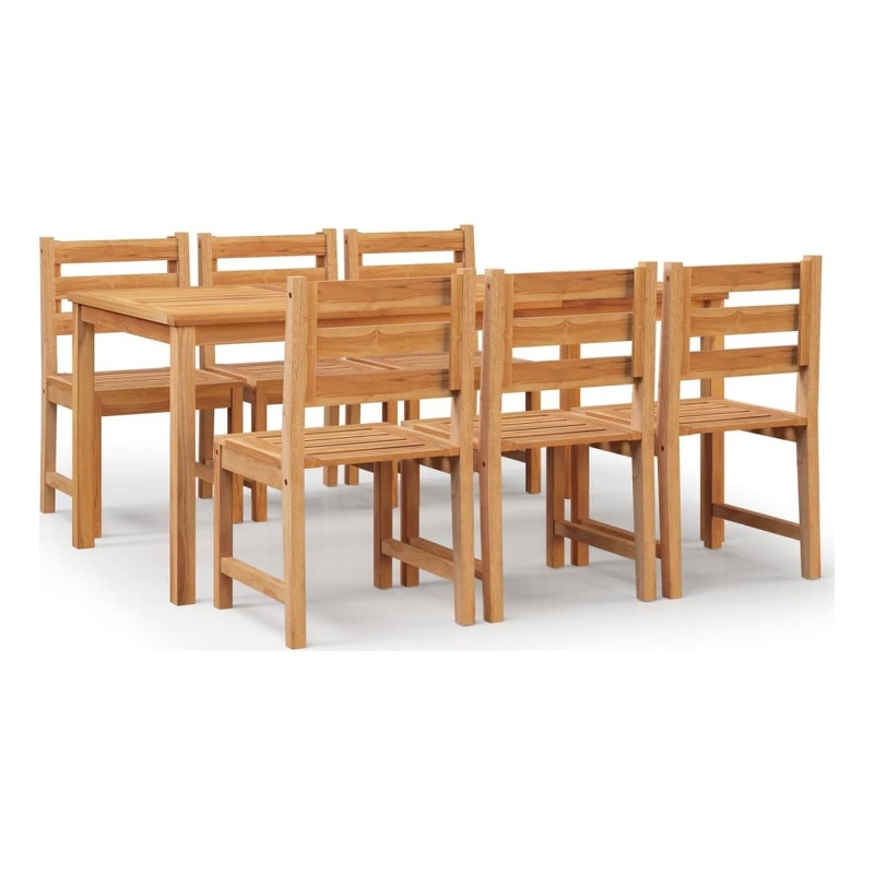 Bowery Hill Solid Wood Teak Medium Garden Dining Set in Natural/Brown