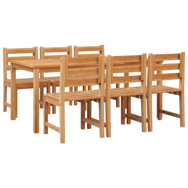 Bowery Hill Solid Wood Teak Medium Garden Dining Set in Natural/Brown