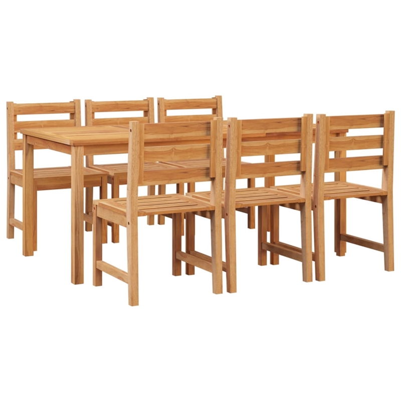 Bowery Hill Solid Wood Teak Medium Garden Dining Set in Natural/Brown
