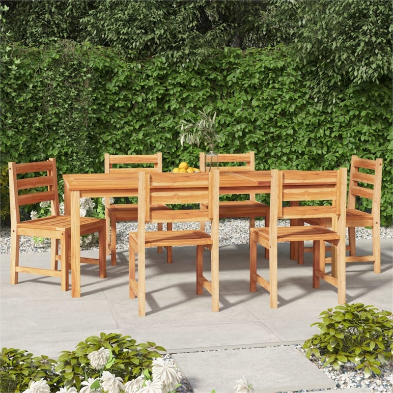 Bowery Hill Solid Teak Wood Durable Garden Dining Set Natural/Brown