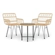 Bowery Hill Poly Rattan & Tempered Glass Compact Garden Dining Set in Black
