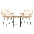 Bowery Hill Poly Rattan & Tempered Glass Compact Garden Dining Set in Black