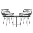 Bowery Hill Poly Rattan & Tempered Glass Standard Garden Dining Set in Black