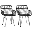 Bowery Hill Poly Rattan & Tempered Glass Standard Garden Dining Set in Black