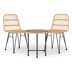 Bowery Hill Steel Compact Durable Garden Dining Set in Black