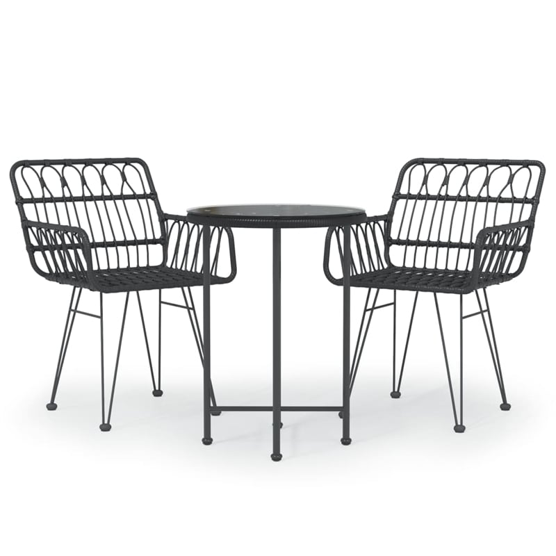 Bowery Hill Contemporary Weather-Resistant Garden Dining Set in Black