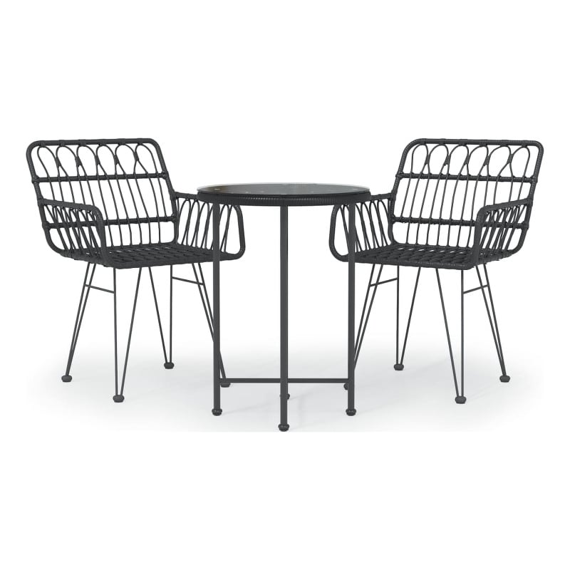 Bowery Hill Contemporary Weather-Resistant Garden Dining Set in Black