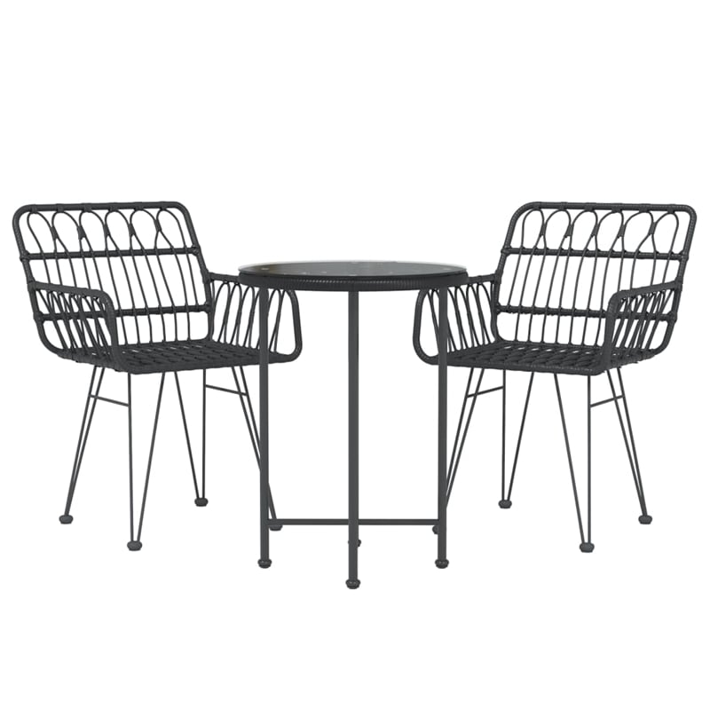 Bowery Hill Contemporary Weather-Resistant Garden Dining Set in Black