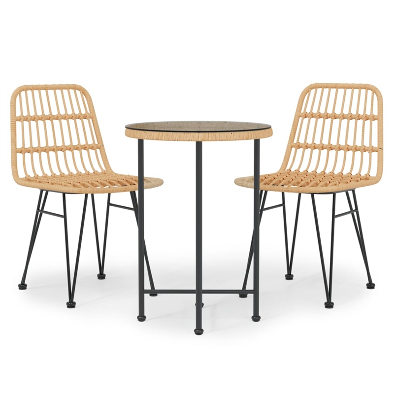 Bowery Hill Steel Garden Dining Set Round Modern Garden Dining Set in Black
