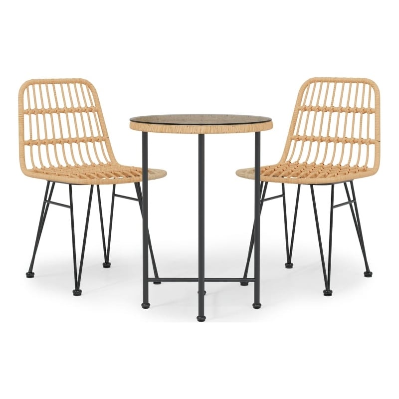 Bowery Hill Steel Garden Dining Set Round Modern Garden Dining Set in Black