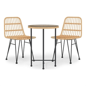Bowery Hill Steel Garden Dining Set Round Modern Garden Dining Set in Black