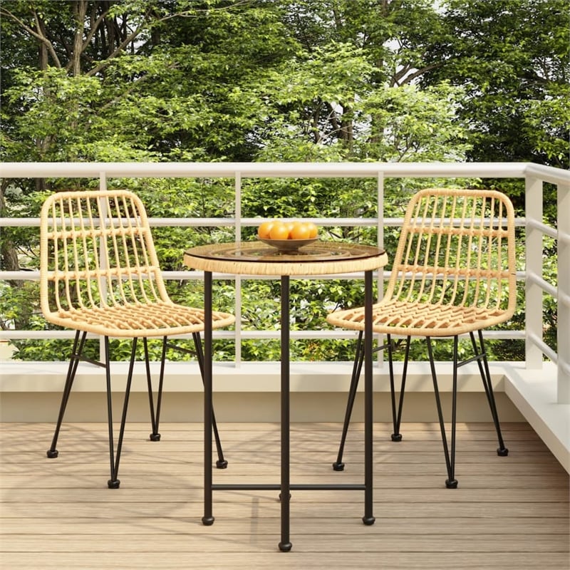 Bowery Hill Steel Garden Dining Set Round Modern Garden Dining Set in Black