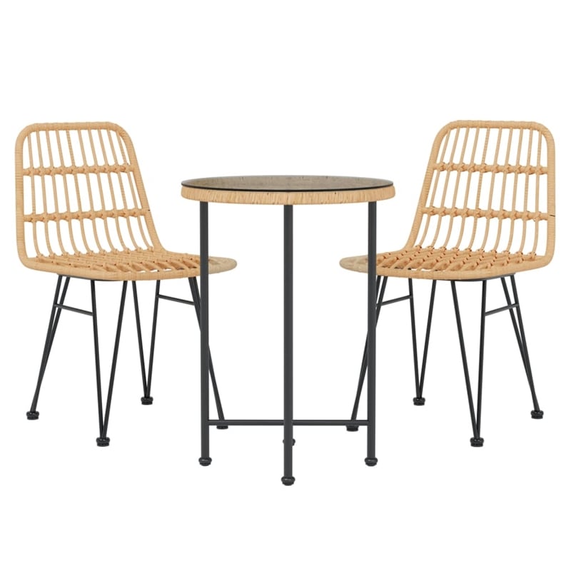 Bowery Hill Steel Garden Dining Set Round Modern Garden Dining Set in Black