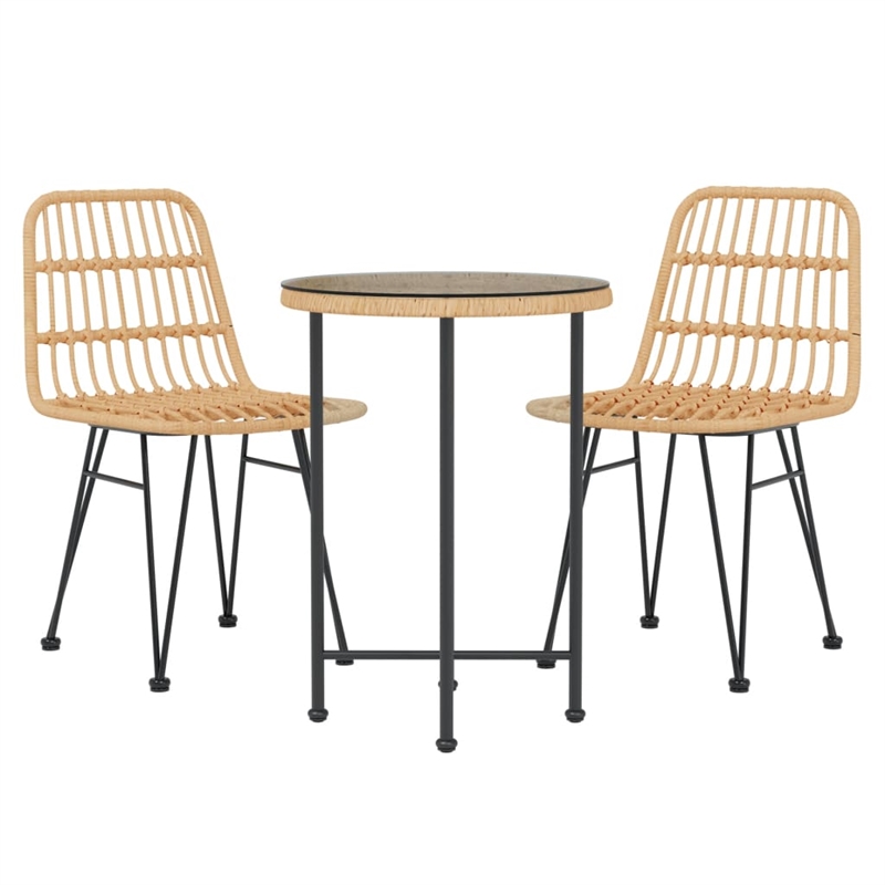 Bowery Hill Steel Garden Dining Set Round Modern Garden Dining Set in Black