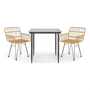 Bowery Hill Steel & Polyethylene Medium Garden Dining Set in Black