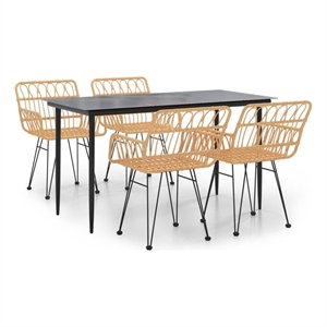 Bowery Hill Contemporary Steel Medium Durable Garden Dining Set in Black