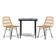 Bowery Hill Spolyethylene & Tempered Glass Garden Dining Set in Black